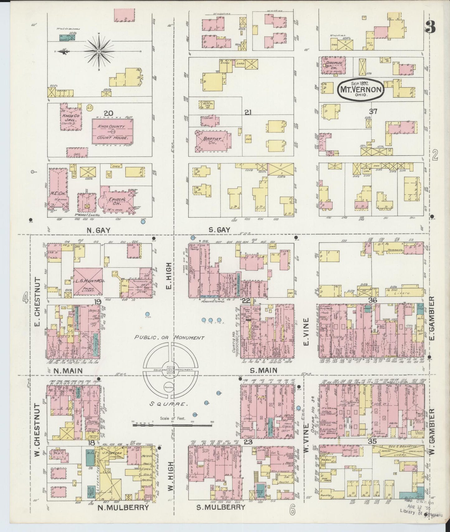 Sanborn Fire Insurance Map from Mount Vernon, Knox County, Ohio (1892), Sheet #0003 - Complete Map Set gallery image, historic Sanborn map, vintage wall art, Ohio Ohio