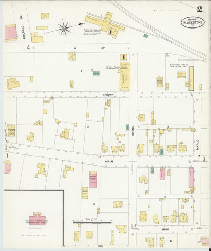 Sanborn Fire Insurance Map from Blackstone, Nottoway County, Virginia (1908), Sheet #0002 - Complete Map Set gallery image, historic Sanborn map, vintage wall art, Virginia Virginia
