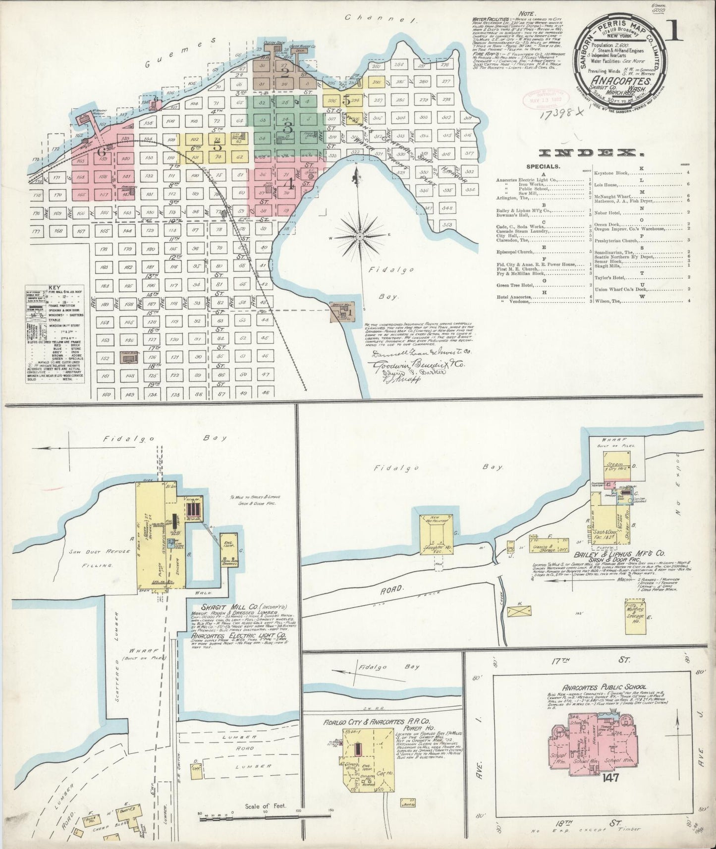 Sanborn Fire Insurance Map from Anacortes, Skagit County, Washington (1892), Sheet #0001 - Historic Sanborn Fire Insurance Map Print, vintage old map wall art, antique decor, genealogy gift, Washington Washington map