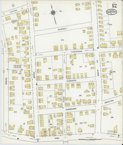 Sanborn Fire Insurance Map from Sanford, York County, Maine (1921), Sheet #0012 - Complete Map Set gallery image, historic Sanborn map, vintage wall art, Maine Maine