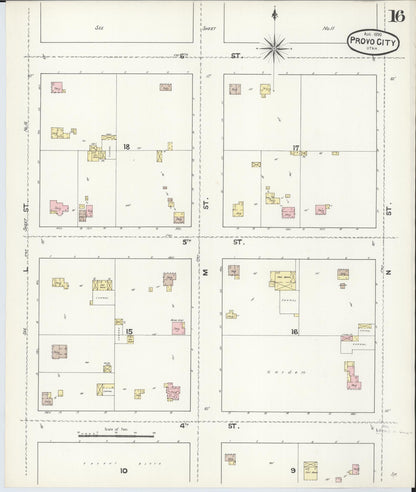 Sanborn Fire Insurance Map from Provo, Utah County, Utah (1890), Sheet #0016 - Complete Map Set gallery image, historic Sanborn map, vintage wall art, Provo Utah
