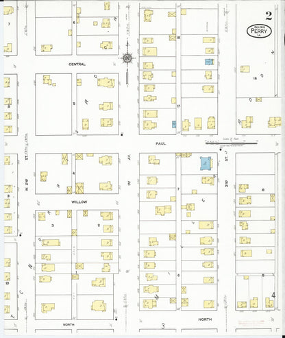Sanborn Fire Insurance Map from Perry, Dallas County, Iowa (1918), Sheet #0002 - Historic Sanborn Fire Insurance Map Print, vintage old map wall art