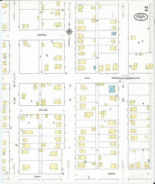 Sanborn Fire Insurance Map from Perry, Dallas County, Iowa (1918), Sheet #0002 - Historic Sanborn Fire Insurance Map Print, vintage old map wall art