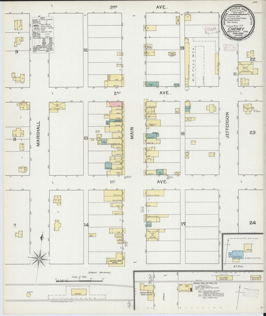 Sanborn Fire Insurance Map from Cheney, Sedgwick County, Kansas (1893), Sheet #0001 - Historic Sanborn Fire Insurance Map Print, vintage old map wall art, antique decor, genealogy gift, Kansas Kansas map