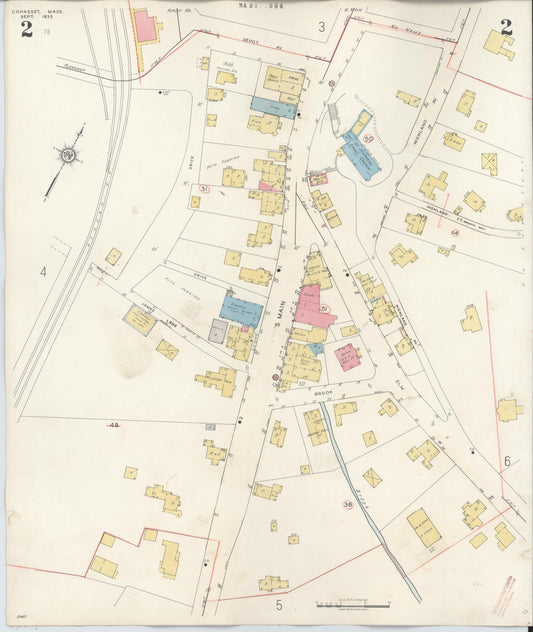 Sanborn Fire Insurance Map from Cohasset, Norfolk County, Massachusetts (1940), Sheet #0002 - Historic Sanborn Fire Insurance Map Print, vintage old map wall art, antique decor, genealogy gift, Massachusetts Massachusetts map