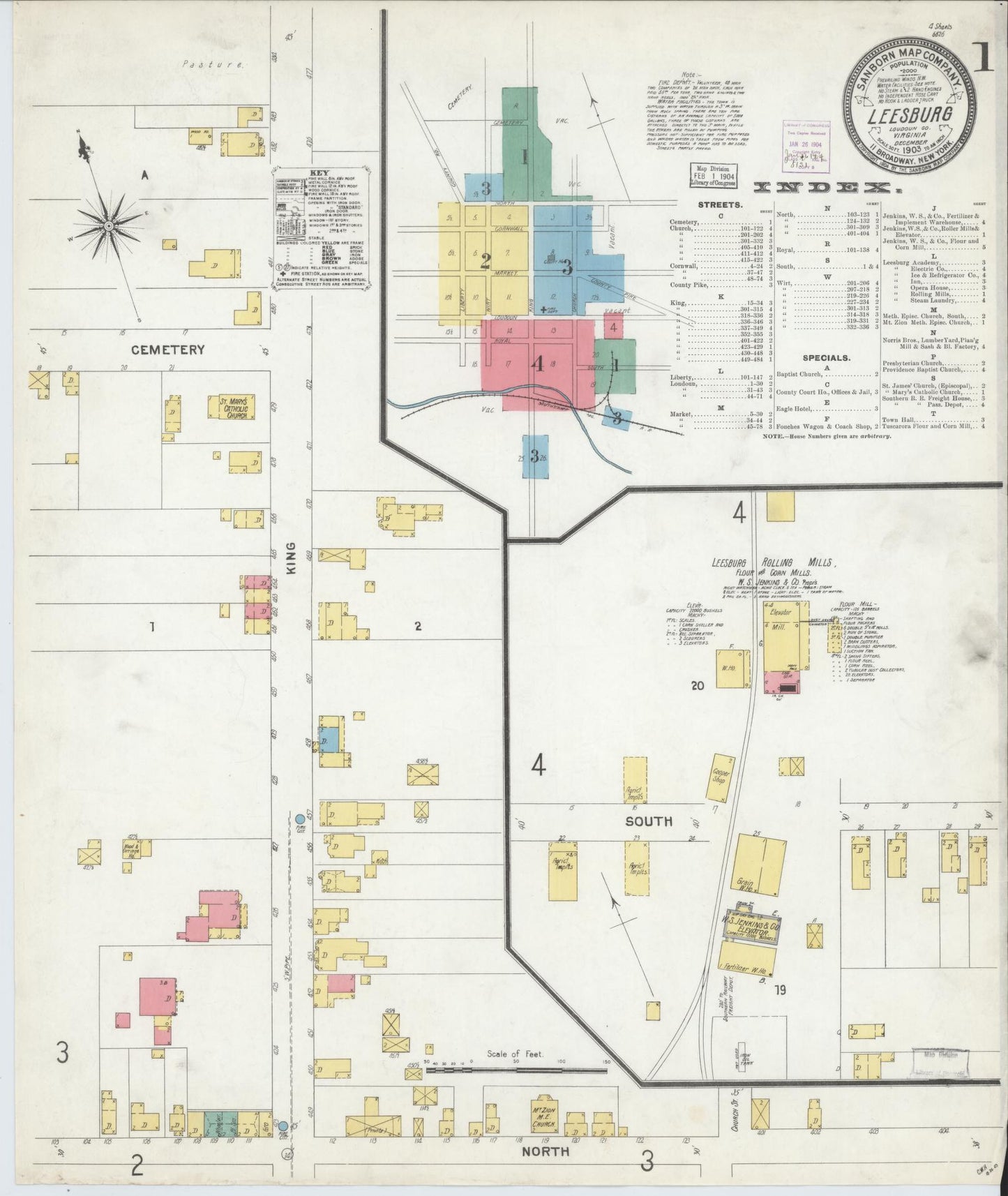 Sanborn Fire Insurance Map from Leesburg, Loudoun County, Virginia. (1903) – Historic Sanborn Fire Insurance Map Print