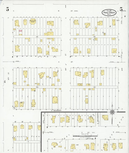 Sanborn Fire Insurance Map from Pond Creek, Grant County, Oklahoma (1928), Sheet #0005 - Complete Map Set gallery image, historic Sanborn map, vintage wall art, Oklahoma Oklahoma