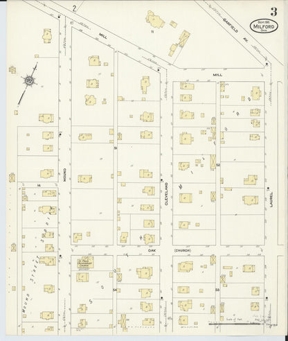 Sanborn Fire Insurance Map from Milford, Clermont And Hamilton County, Ohio (1911), Sheet #0003 - Historic Sanborn Fire Insurance Map Print, vintage old map wall art, antique decor, genealogy gift, Ohio Ohio map