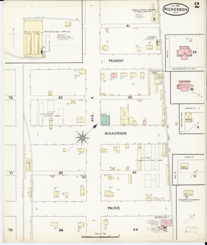 Sanborn Fire Insurance Map from Nickerson, Reno County, Kansas (1891), Sheet #0002 - Complete Map Set gallery image, historic Sanborn map, vintage wall art, Kansas Kansas