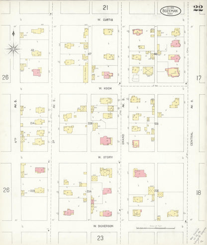 Sanborn Fire Insurance Map from Bozeman, Gallatin County, Montana (1904), Sheet #0022 - Complete Map Set gallery image, historic Sanborn map, vintage wall art, Montana Montana