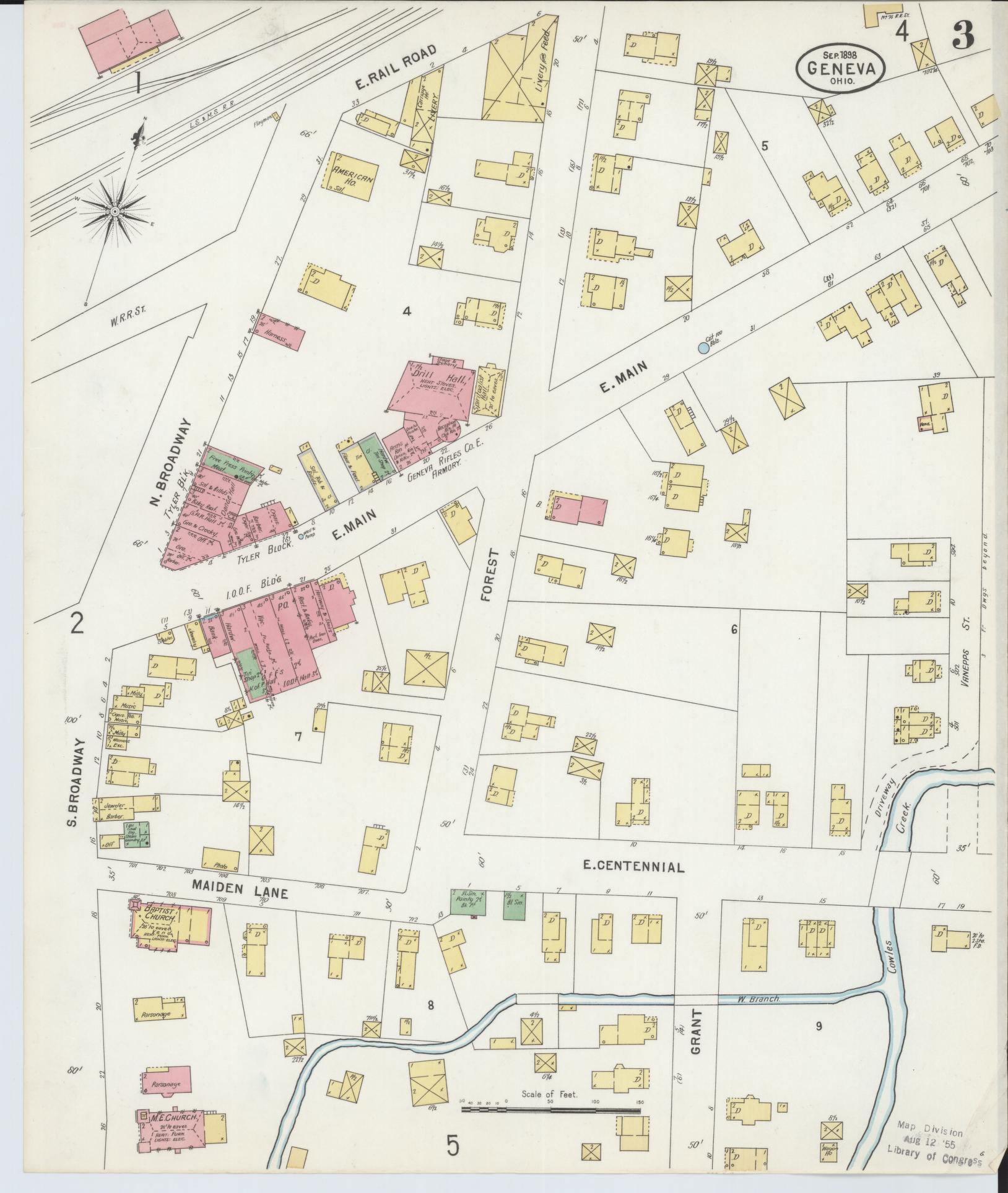 Sanborn Fire Insurance Map from Geneva, Ashtabula County, Ohio (1898), Sheet #0003 - Complete Map Set gallery image, historic Sanborn map, vintage wall art, Ohio Ohio