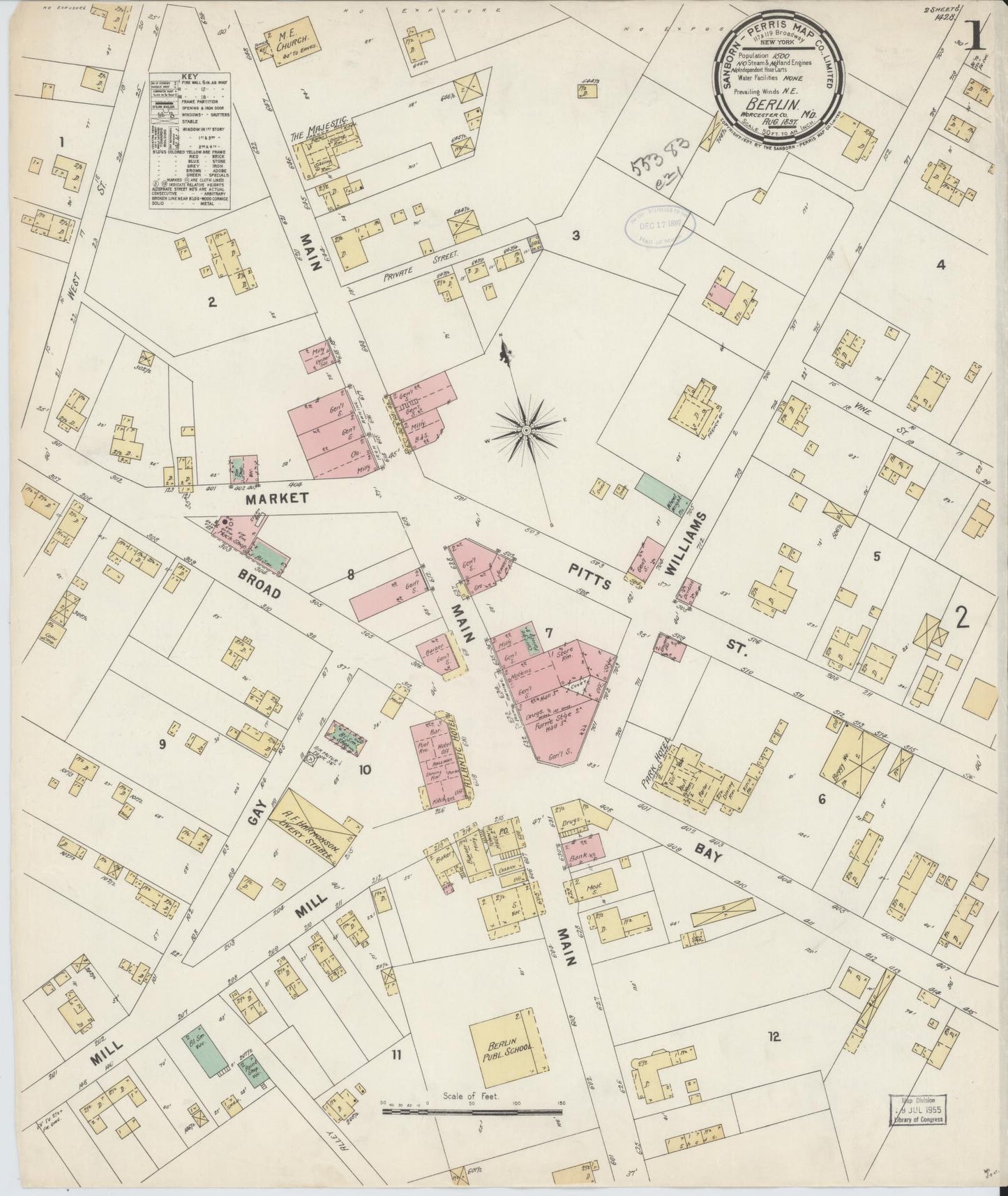 Sanborn Fire Insurance Map from Berlin, Worcester County, Maryland (1897), Sheet #0001 - Complete Map Set gallery image, historic Sanborn map, vintage wall art, Maryland Maryland