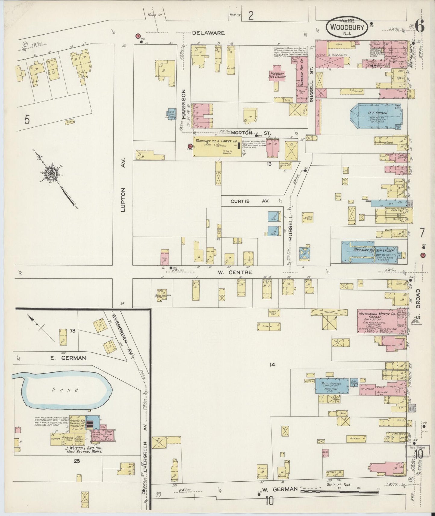 Sanborn Fire Insurance Map from Woodbury, Gloucester County, New Jersey (1915), Sheet #0006 - Complete Map Set gallery image, historic Sanborn map, vintage wall art, New Jersey New Jersey
