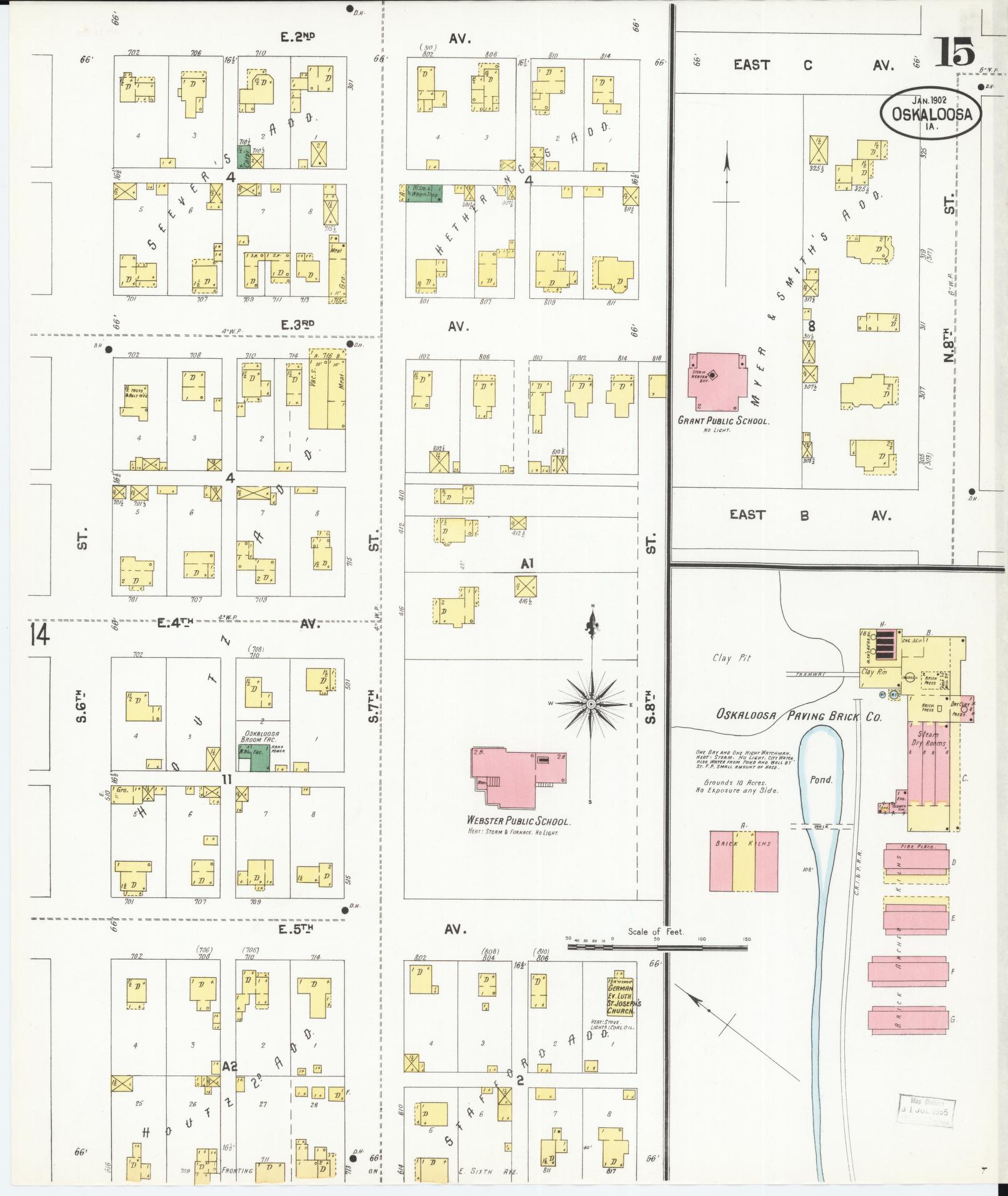 Sanborn Fire Insurance Map from Oskaloosa, Mahaska County, Iowa (1902), Sheet #0015 - Historic Sanborn Fire Insurance Map Print