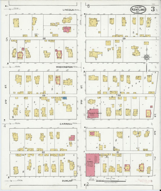 Sanborn Fire Insurance Map from Kentland, Newton County, Indiana (1921), Sheet #0003 - Historic Sanborn Fire Insurance Map Print, vintage old map wall art, antique decor, genealogy gift, Indiana Indiana map