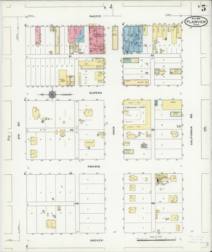 Sanborn Fire Insurance Map from Plainview, Hale County, Texas (1910), Sheet #0005 - Historic Sanborn Fire Insurance Map Print, vintage old map wall art, antique decor, genealogy gift, Texas Texas map