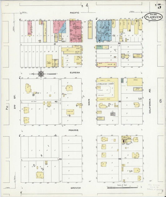 Sanborn Fire Insurance Map from Plainview, Hale County, Texas (1910), Sheet #0005 - Historic Sanborn Fire Insurance Map Print, vintage old map wall art, antique decor, genealogy gift, Texas Texas map