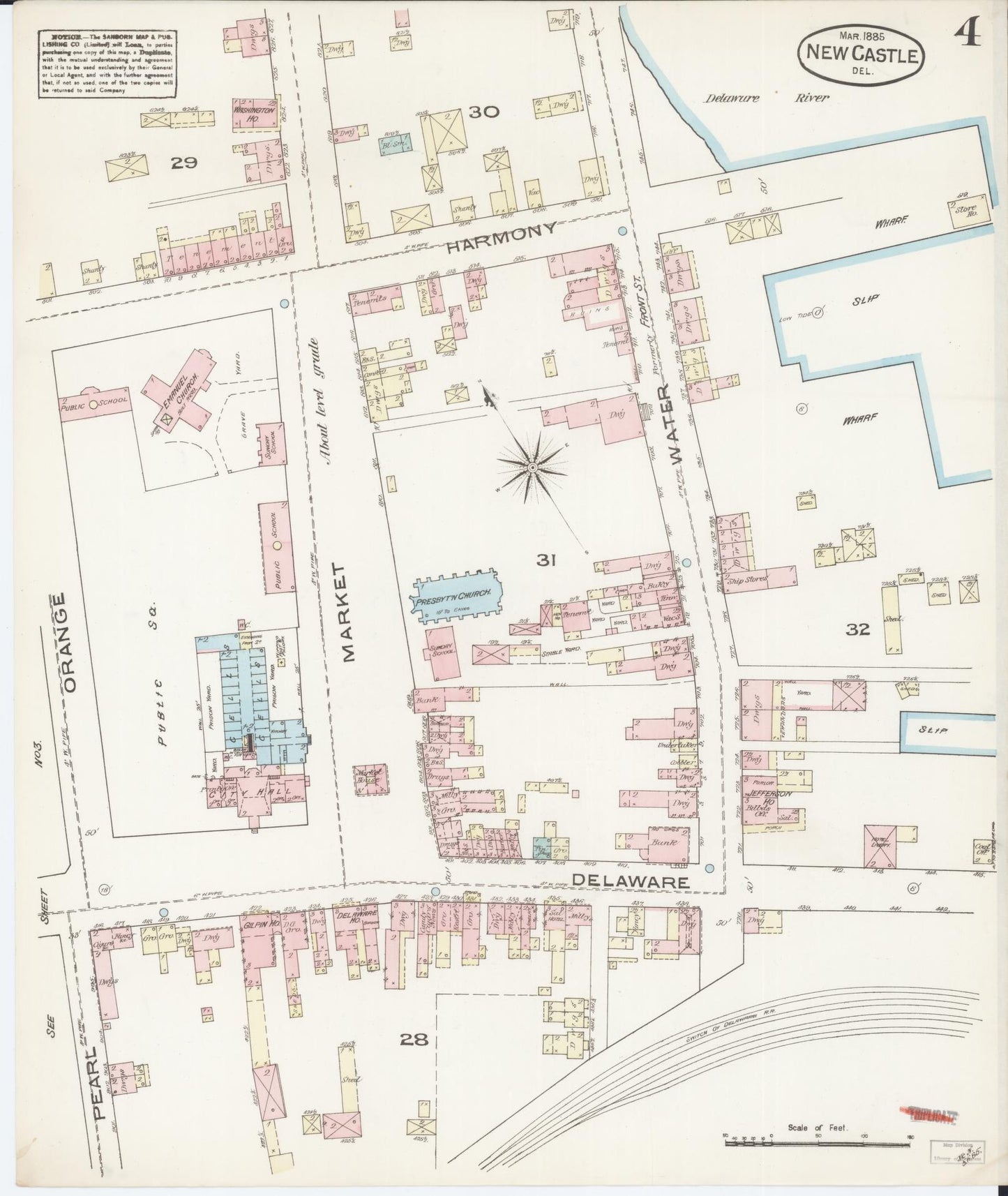Sanborn Fire Insurance Map from New Castle, New Castle County, Delaware (1885), Sheet #0004 - Complete Map Set gallery image, historic Sanborn map, vintage wall art, Delaware Delaware