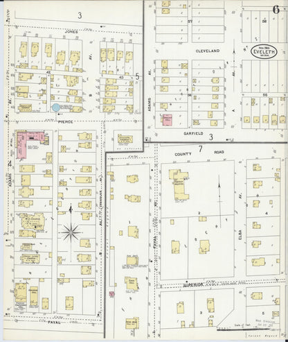 Sanborn Fire Insurance Map from Eveleth, Saint Louis County, Minnesota (1906), Sheet #0006 - Complete Map Set gallery image, historic Sanborn map, vintage wall art, Minnesota Minnesota