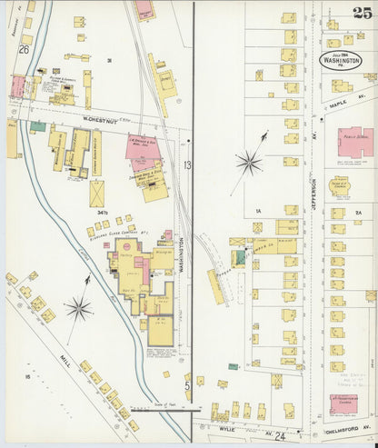 Sanborn Fire Insurance Map from Washington, Washington County, Pennsylvania (1904), Sheet #0025 - Complete Map Set gallery image, historic Sanborn map, vintage wall art, Pennsylvania Pennsylvania