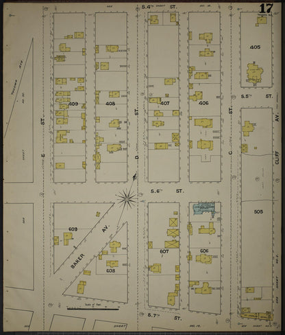 Sanborn Fire Insurance Map from Tacoma, Pierce County, Washington (1888), Sheet #0017 - Complete Map Set gallery image, historic Sanborn map, vintage wall art, Washington Washington
