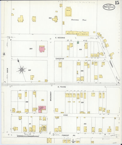 Sanborn Fire Insurance Map from Maysville, Mason County, Kentucky (1908), Sheet #0015 - Complete Map Set gallery image, historic Sanborn map, vintage wall art, Kentucky Kentucky