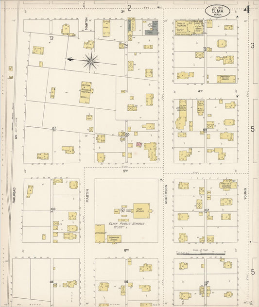 Sanborn Fire Insurance Map from Elma, Grays Harbor County, Washington (1910), Sheet #0004 - Historic Sanborn Fire Insurance Map Print, vintage old map wall art, antique decor, genealogy gift, Washington Washington map