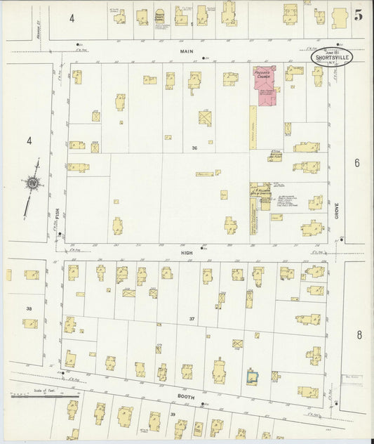 Sanborn Fire Insurance Map from Shortsville, Ontario County, New York (1911), Sheet #0005 - Historic Sanborn Fire Insurance Map Print, vintage old map wall art, antique decor, genealogy gift, New York New York map