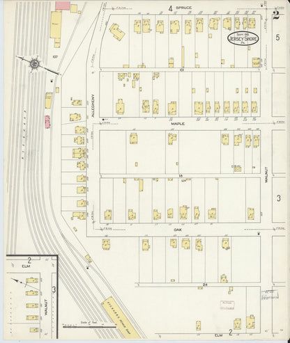 Sanborn Fire Insurance Map from Jersey Shore, Lycoming County, Pennsylvania (1913), Sheet #0002 - Historic Sanborn Fire Insurance Map Print, vintage old map wall art, antique decor, genealogy gift, Pennsylvania Pennsylvania map