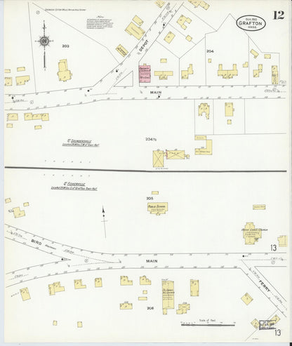 Sanborn Fire Insurance Map from Grafton, Worcester County, Massachusetts (1910), Sheet #0012 - Complete Map Set gallery image, historic Sanborn map, vintage wall art, Massachusetts Massachusetts