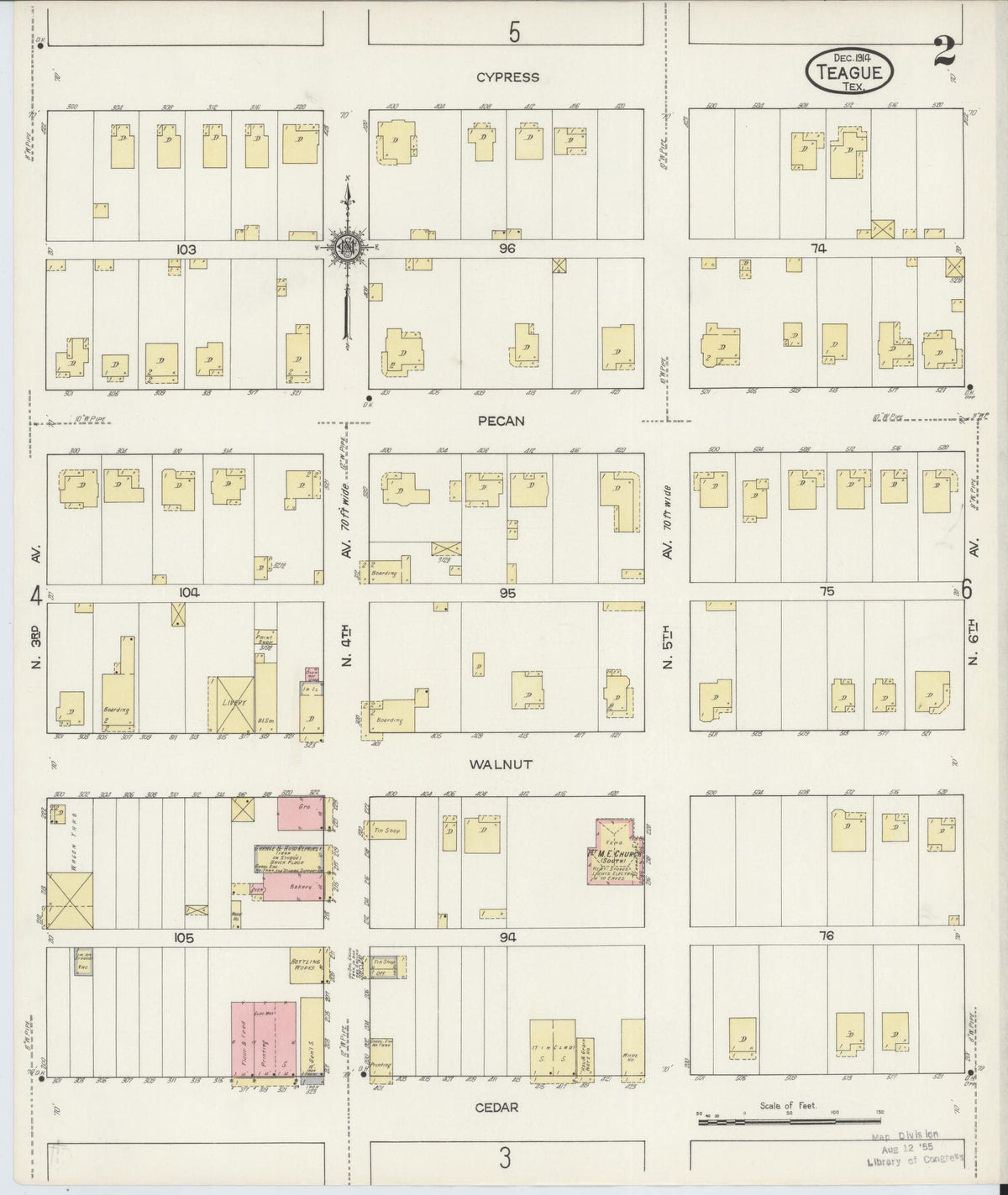 Sanborn Fire Insurance Map from Teague, Freestone County, Texas (1914), Sheet #0002 - Complete Map Set gallery image, historic Sanborn map, vintage wall art, Texas Texas