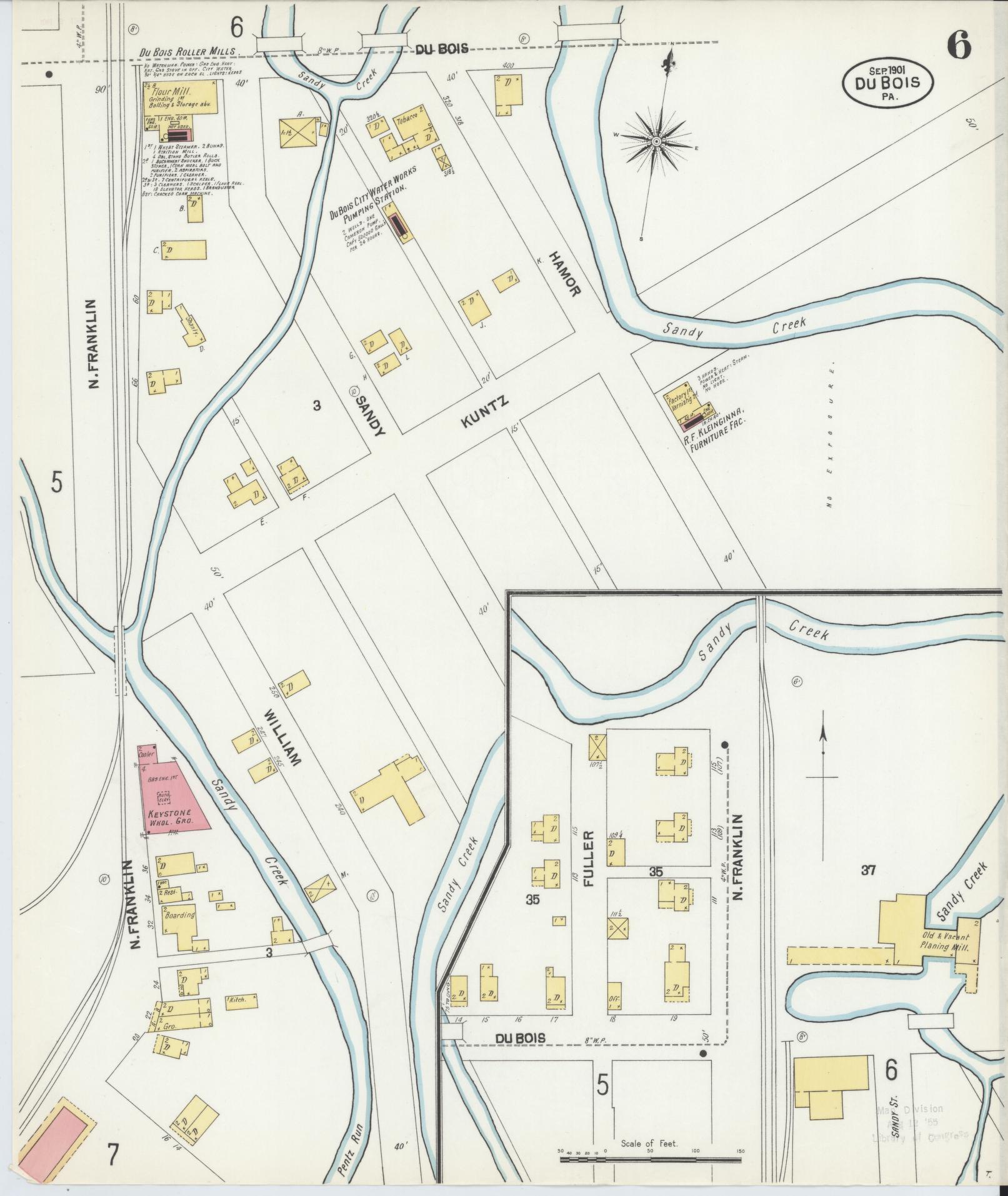 Sanborn Fire Insurance Map from Du Bois, Clearfield County, Pennsylvania (1901), Sheet #0006 - Historic Sanborn Fire Insurance Map Print, vintage old map wall art, antique decor, genealogy gift, Pennsylvania Pennsylvania map