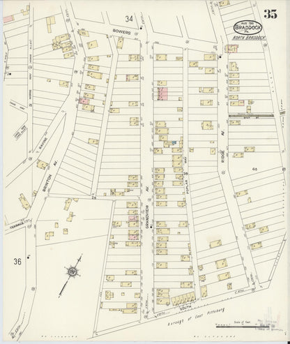 Sanborn Fire Insurance Map from Braddock, Allegheny County, Pennsylvania (1914), Sheet #0035 - Complete Map Set gallery image, historic Sanborn map, vintage wall art, Pennsylvania Pennsylvania