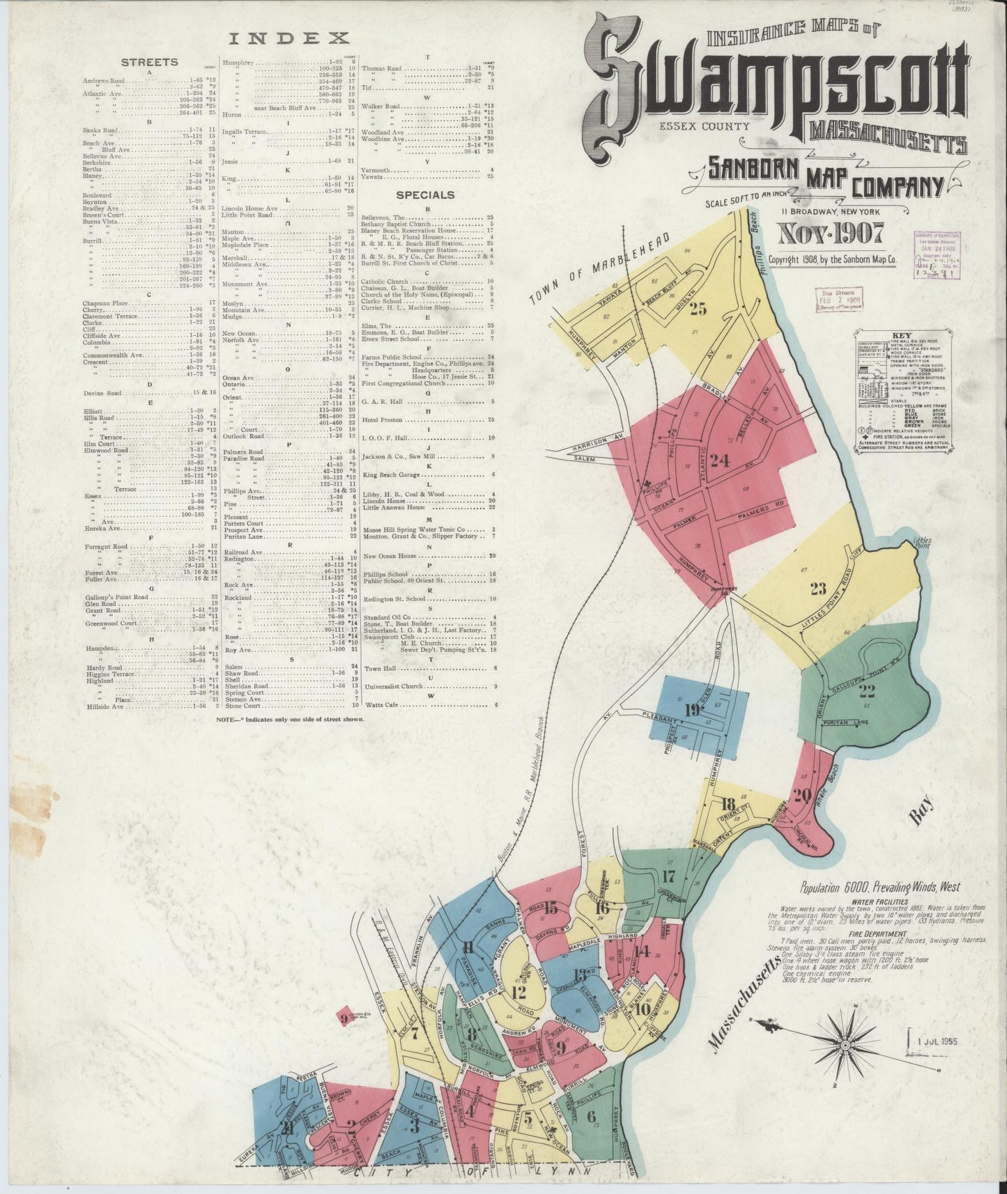 Sanborn Fire Insurance Map from Swampscott, Essex County, Massachusetts (1907), Sheet #0001 - Complete Map Set gallery image, historic Sanborn map, vintage wall art, Massachusetts Massachusetts