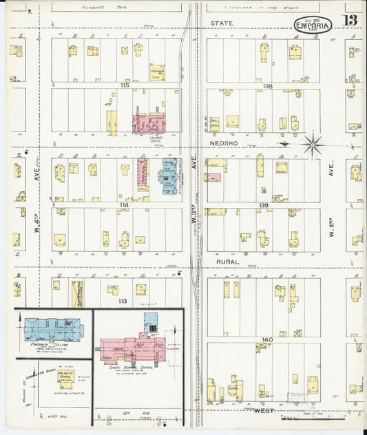 Sanborn Fire Insurance Map from Emporia, Lyon County, Kansas (1893), Sheet #0013 - Historic Sanborn Fire Insurance Map Print, vintage old map wall art, antique decor, genealogy gift, Kansas Kansas map