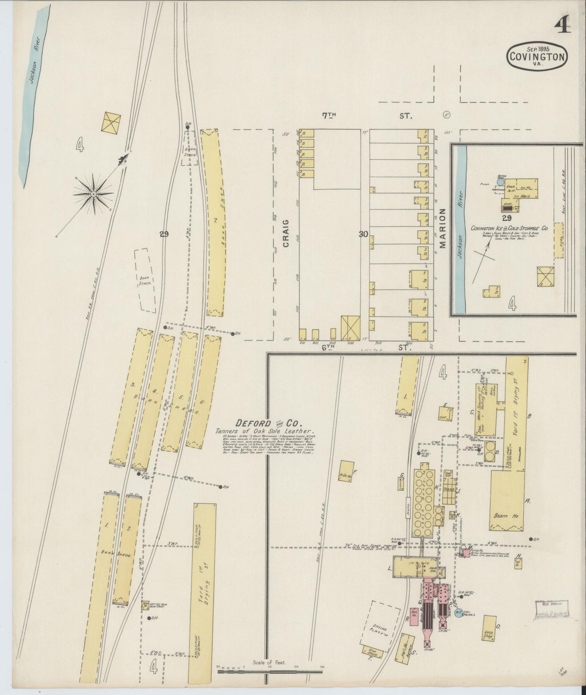 Sanborn Fire Insurance Map from Covington, Independent Cities, Virginia (1895), Sheet #0004 - Complete Map Set gallery image, historic Sanborn map, vintage wall art, Virginia Virginia