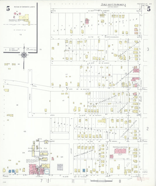 Sanborn Fire Insurance Map from Higginsville, Lafayette County, Missouri (1942), Sheet #0005 - Historic Sanborn Fire Insurance Map Print, vintage old map wall art, antique decor, genealogy gift, Missouri Missouri map