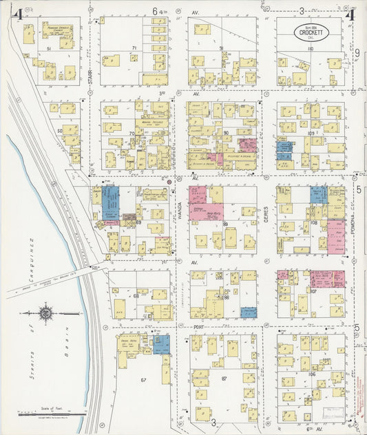 Sanborn Fire Insurance Map from Crockett, Contra Costa County, California (1924), Sheet #0004 - Historic Sanborn Fire Insurance Map Print, vintage old map wall art, antique decor, genealogy gift, California California map