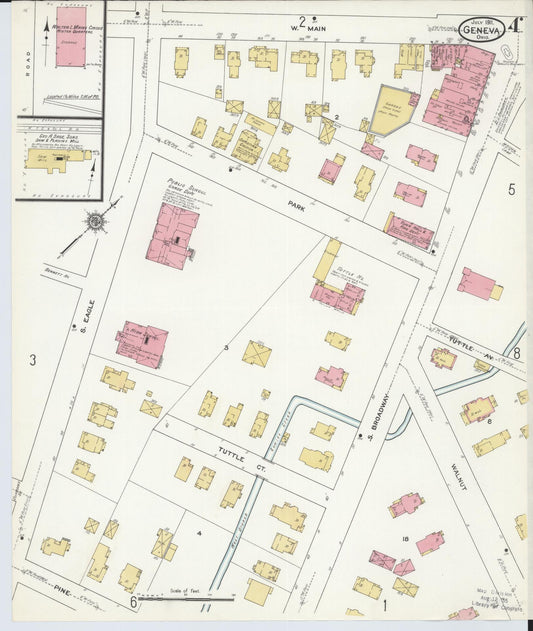 Sanborn Fire Insurance Map from Geneva, Ashtabula County, Ohio (1911), Sheet #0004 - Historic Sanborn Fire Insurance Map Print, vintage old map wall art, antique decor, genealogy gift, Ohio Ohio map