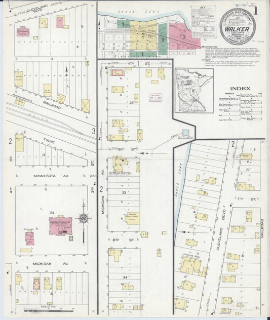 Sanborn Fire Insurance Map from Walker, Cass County, Minnesota. (1914) – Map View
