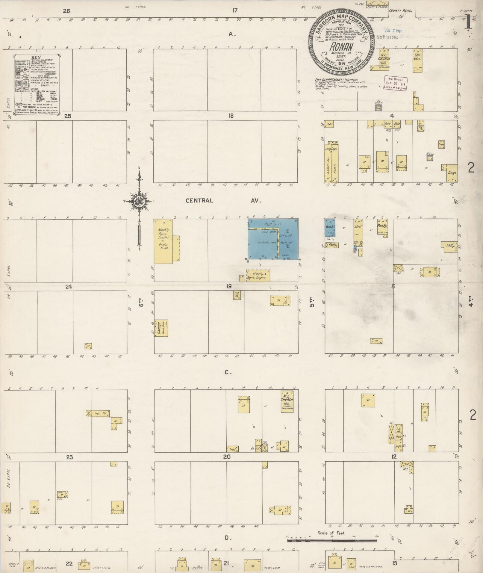 Sanborn Fire Insurance Map from Ronan, Lake County, Montana (1914), Sheet #0001 - Historic Sanborn Fire Insurance Map Print, vintage old map wall art, antique decor, genealogy gift, Montana Montana map