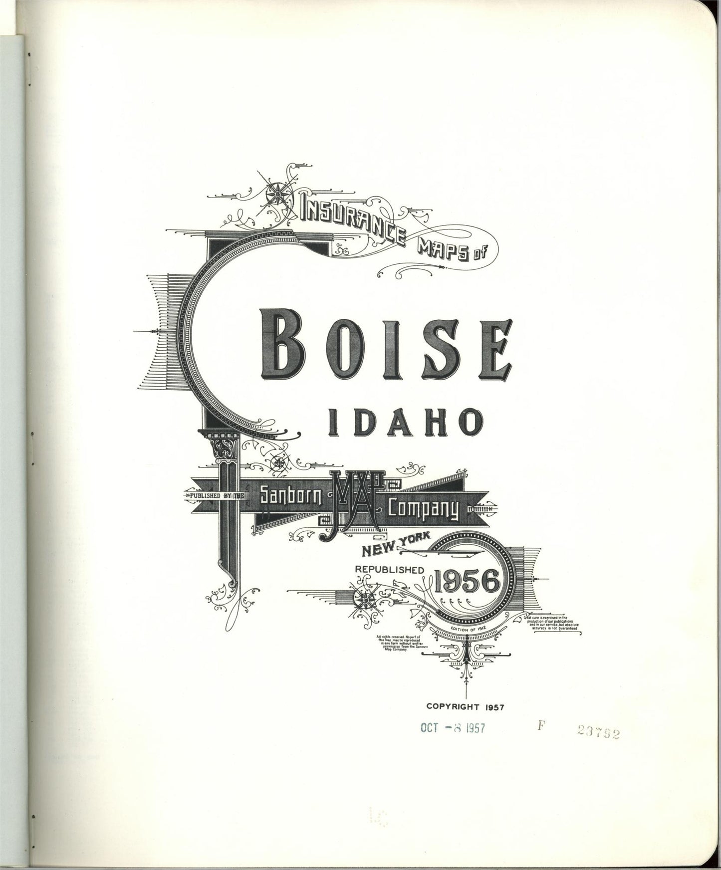 Sanborn Fire Insurance Map from Boise, Ada County, Idaho (1956), Sheet #0001 - Historic Sanborn Fire Insurance Map Print, vintage old map wall art, antique decor, genealogy gift, Idaho Idaho map