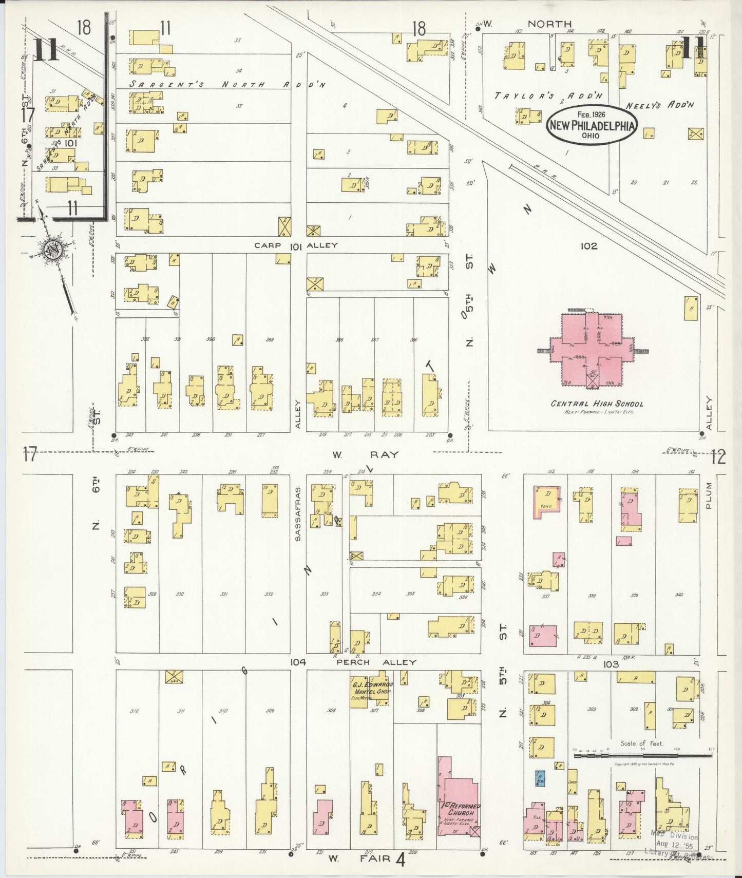 Sanborn Fire Insurance Map from New Philadelphia, Tuscarawas County, Ohio (1926), Sheet #0011 - Complete Map Set gallery image, historic Sanborn map, vintage wall art, Ohio Ohio