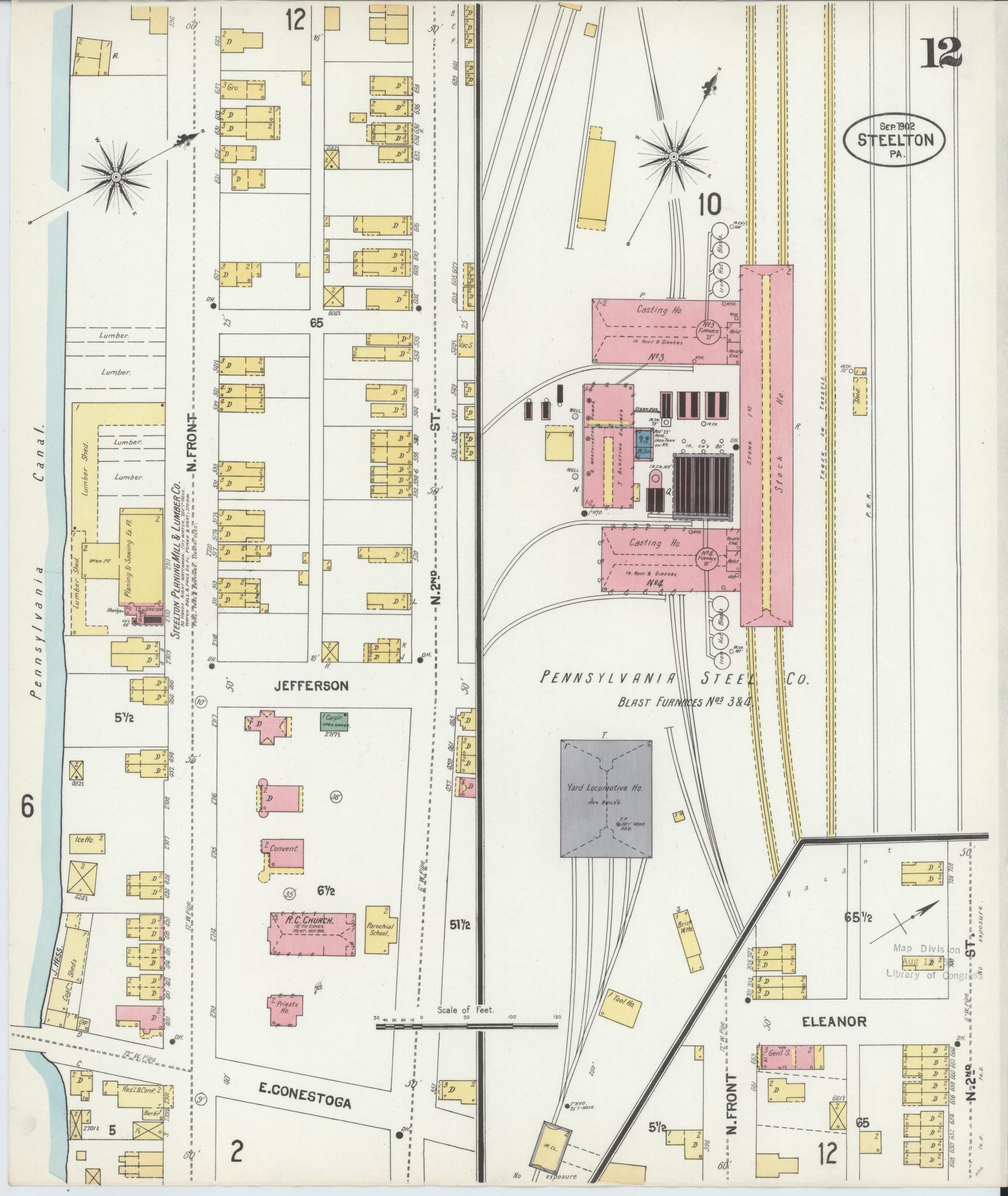 Sanborn Fire Insurance Map from Steelton, Dauphin County, Pennsylvania (1902), Sheet #0012 - Complete Map Set gallery image, historic Sanborn map, vintage wall art, Pennsylvania Pennsylvania