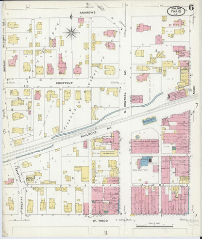Sanborn Fire Insurance Map from Paris, Edgar County, Illinois (1908), Sheet #0006 - Complete Map Set gallery image, historic Sanborn map, vintage wall art, Illinois Illinois