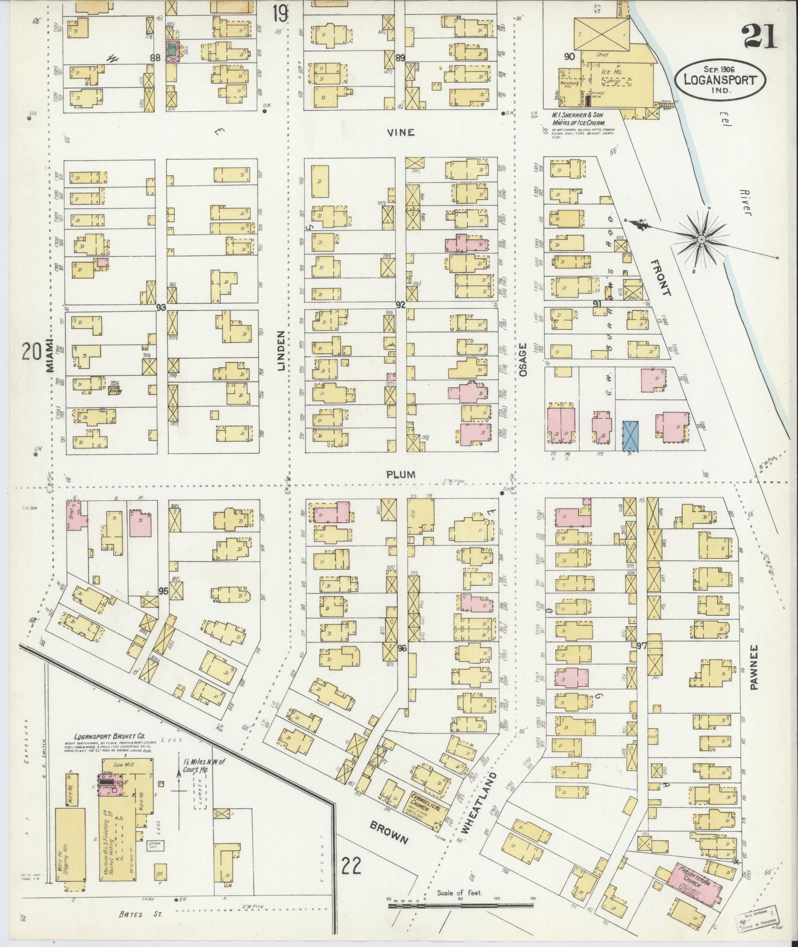 Sanborn Fire Insurance Map from Logansport, Cass County, Indiana (1906), Sheet #0021 - Complete Map Set gallery image, historic Sanborn map, vintage wall art, Indiana Indiana
