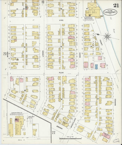 Sanborn Fire Insurance Map from Logansport, Cass County, Indiana (1906), Sheet #0021 - Complete Map Set gallery image, historic Sanborn map, vintage wall art, Indiana Indiana