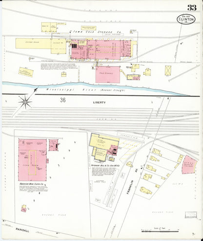 Sanborn Fire Insurance Map from Clinton, Clinton County, Iowa (1909), Sheet #0033 - Historic Sanborn Fire Insurance Map Print