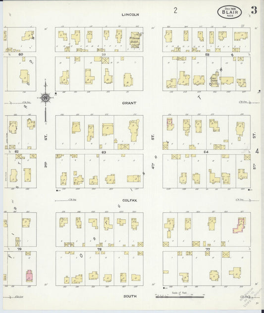 Sanborn Fire Insurance Map from Blair, Washington County, Nebraska (1909), Sheet #0003 - Historic Sanborn Fire Insurance Map Print, vintage old map wall art, antique decor, genealogy gift, Nebraska Nebraska map