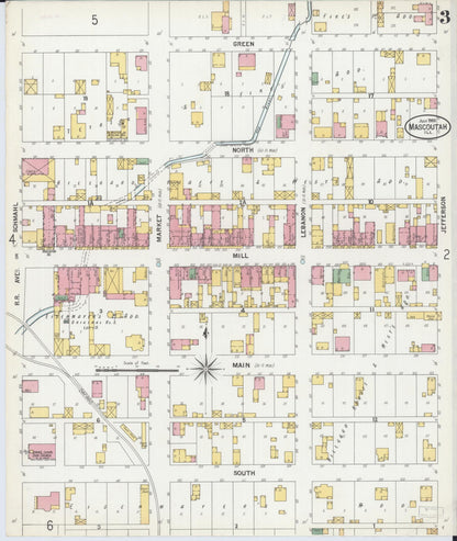 Sanborn Fire Insurance Map from Mascoutah, Saint Clair County, Illinois (1900), Sheet #0003 - Historic Sanborn Fire Insurance Map Print, vintage old map wall art, antique decor, genealogy gift, Illinois Illinois map